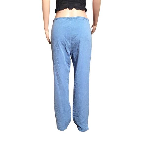 women's high-waist blue elastic waist with buttons on hem pants M - Picture 2 of 7
